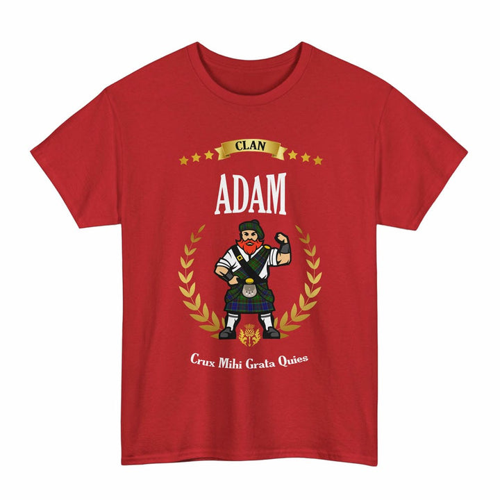 Scottish Adam Clan Tartan T-Shirt - Motto Scotsman Tartan Plaid Red Color