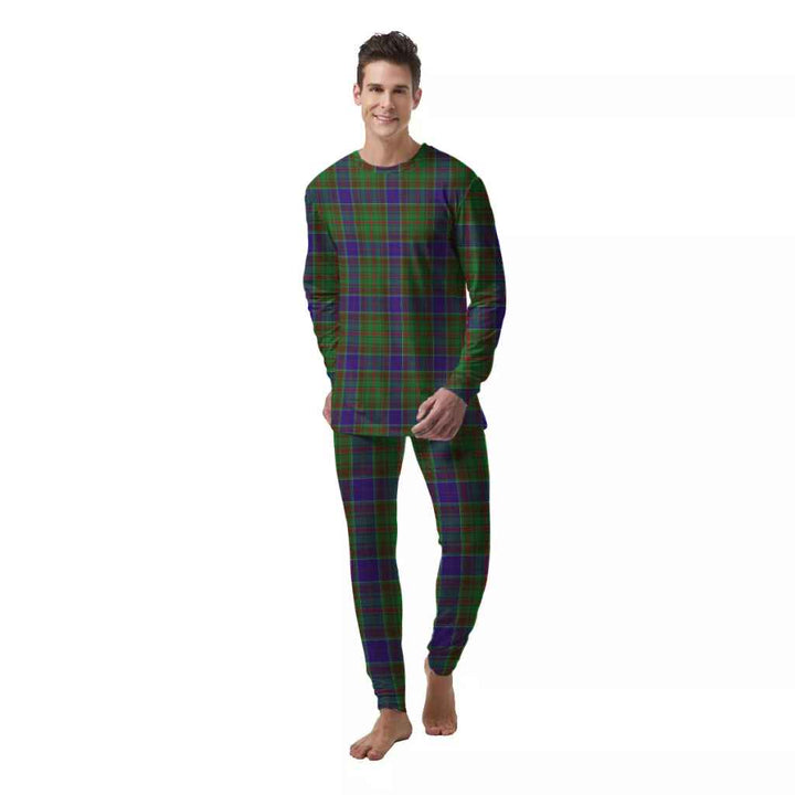 Scottish Adam Clan Tartan Pajama Set  Men Front Side Tartan Plaid