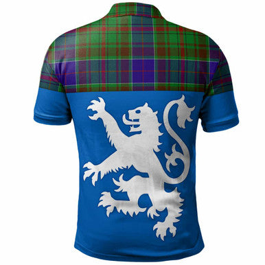 Scottish Adam Clan Tartan Polo Shirt - Lion Rampant of Scotland With Flag Back Side Tartan Plaid