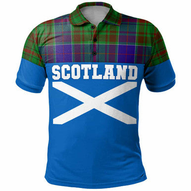 Scottish Adam Clan Tartan Polo Shirt - Lion Rampant of Scotland With Flag Front Side Tartan Plaid