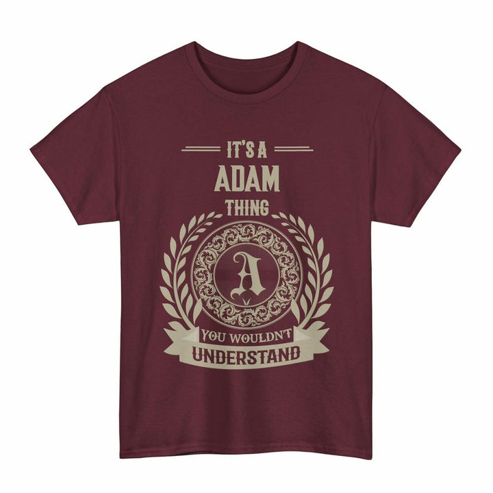 Scottish Adam Clan Tartan T-Shirt - Vintage Family Name Tartan Plaid Maroon Color