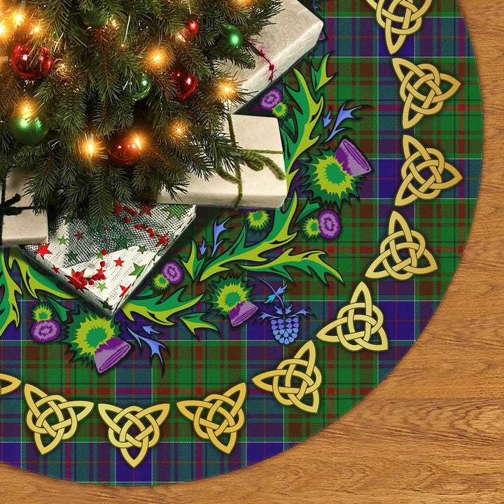 Scottish Adam Clan Tartan Thistle Celtic Knot Christmas Tree Skirt No Tassels Tartan Plaid 2