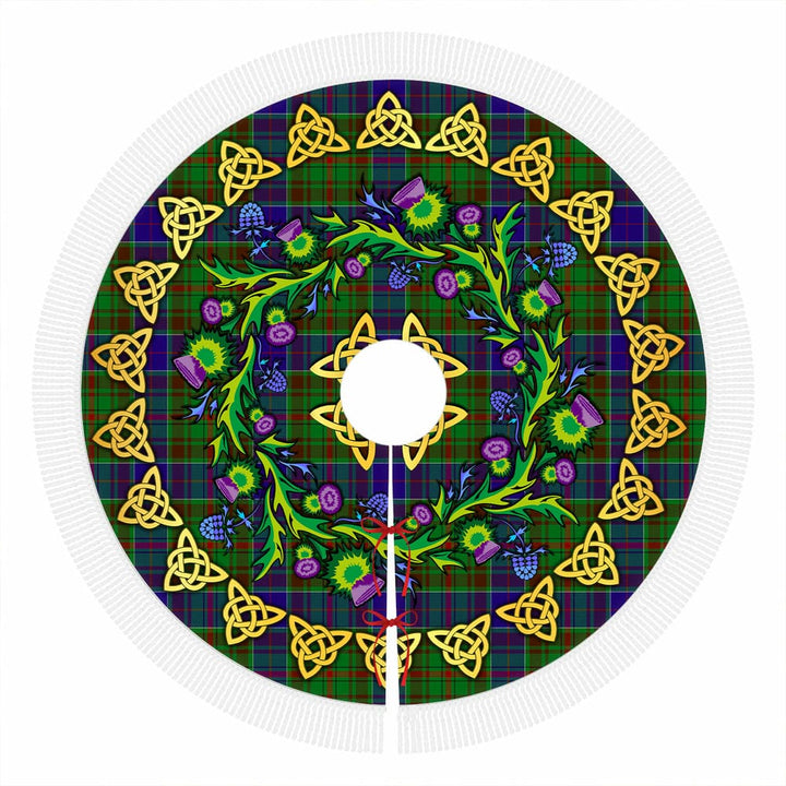 Scottish Adam Clan Tartan Thistle Celtic Knot Christmas Tree Skirt Tassels Tartan Plaid 1