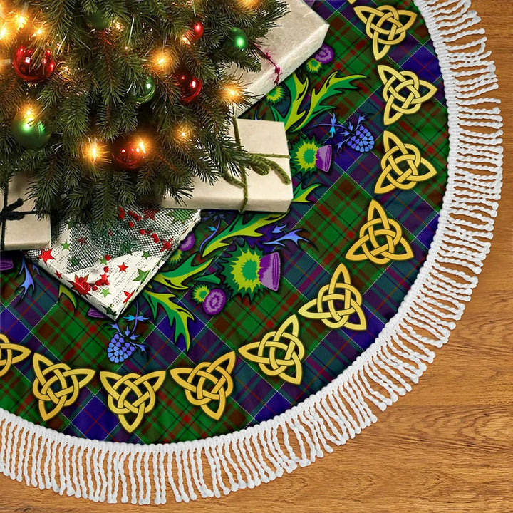 Scottish Adam Clan Tartan Thistle Celtic Knot Christmas Tree Skirt Tassels Tartan Plaid 2