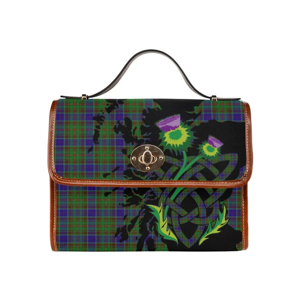 Scottish Adam Clan Tartan Waterproof Canvas Bag With Thistle Tartan Plaid 2