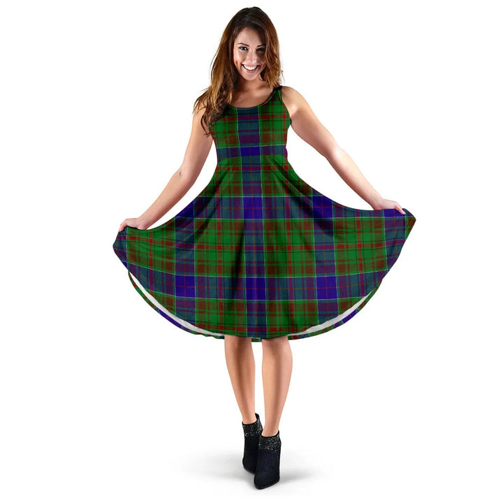 Scottish Adam Clan Tartan Women Midi Dress