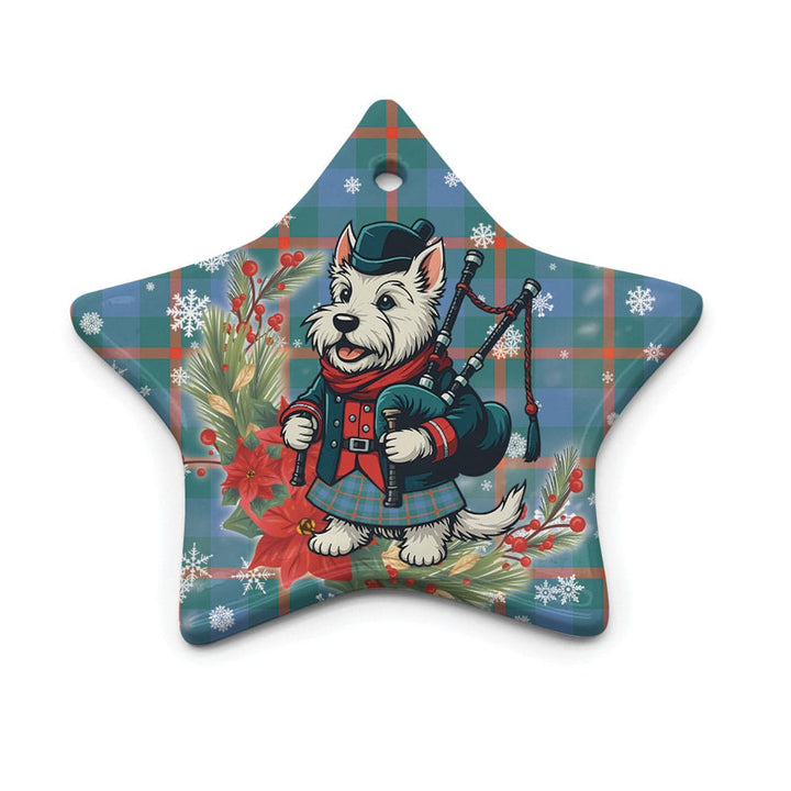 Scottish Agnew Ancient Clan Tartan Ceramic Ornament Cute Scottish Terrier Dog Star Style Tartan Plaid