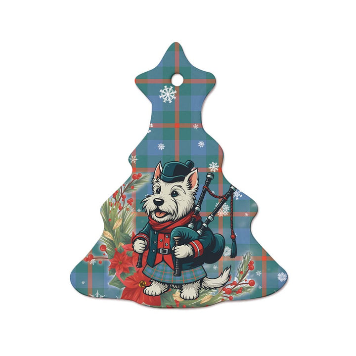 Scottish Agnew Ancient Clan Tartan Ceramic Ornament Cute Scottish Terrier Dog Tree Style Tartan Plaid