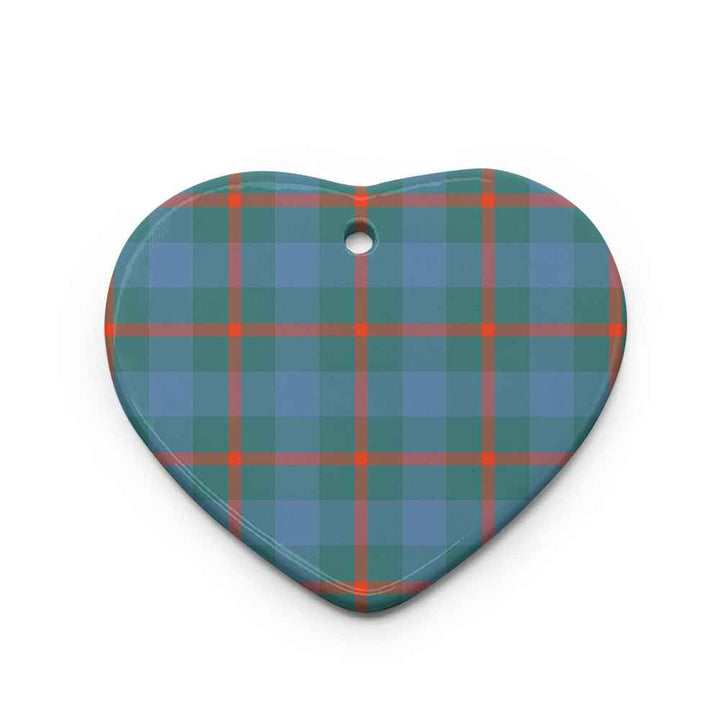 Scottish Agnew Ancient Clan Tartan Ceramic Ornament Heart Shape Tartan Plaid