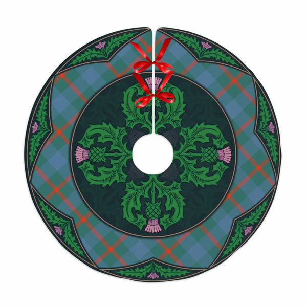 Scottish Agnew Ancient Clan Tartan Christmas Tree Skirt Old Scottish Thistle Flower No Tassels Tartan Plaid 1