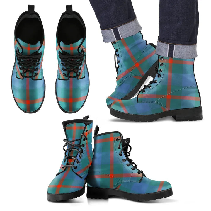Scottish Agnew Ancient Clan Tartan Leather Boots