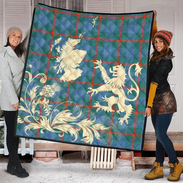 Scottish Agnew Ancient Clan Tartan Quilt Rampant Lion with Thistle Tartan Plaid 2