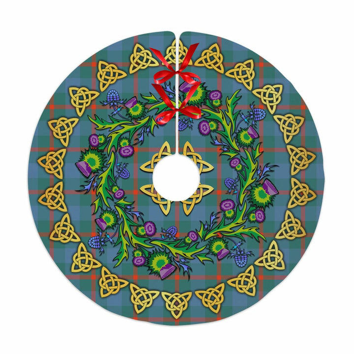 Scottish Agnew Ancient Clan Tartan Thistle Celtic Knot Christmas Tree Skirt No Tassels Tartan Plaid 1