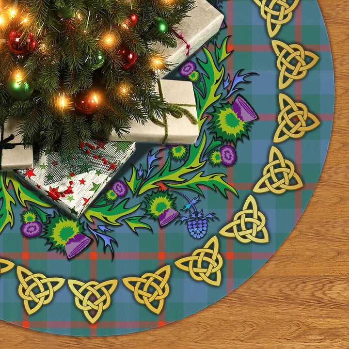 Scottish Agnew Ancient Clan Tartan Thistle Celtic Knot Christmas Tree Skirt No Tassels Tartan Plaid 2