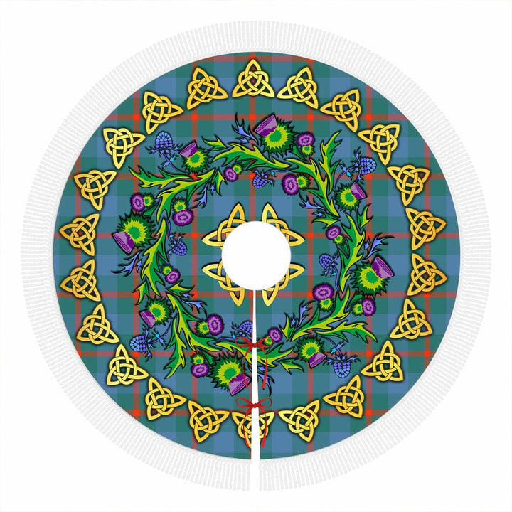 Scottish Agnew Ancient Clan Tartan Thistle Celtic Knot Christmas Tree Skirt Tassels Tartan Plaid 1