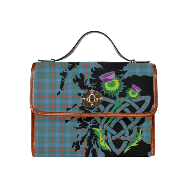 Scottish Agnew Ancient Clan Tartan Waterproof Canvas Bag With Thistle Tartan Plaid 2