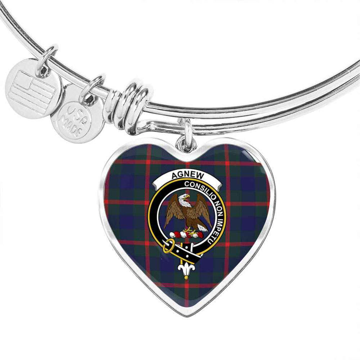 Scottish Agnew Clan Crest Tartan Bangle Heart Tartan Plaid 1