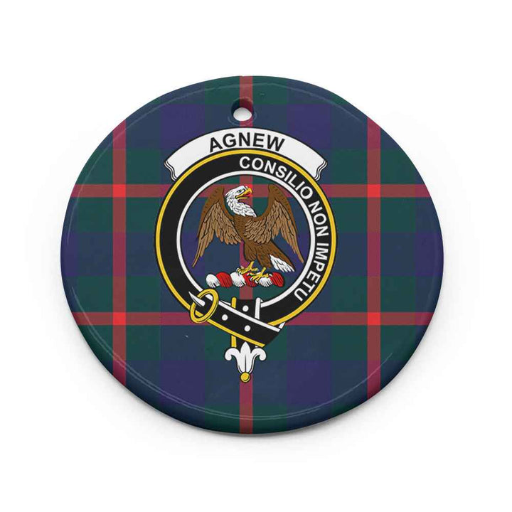 Scottish Agnew Clan Crest Tartan Ceramic Ornament Circle Shape Tartan Plaid