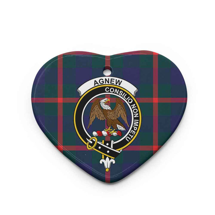 Scottish Agnew Clan Crest Tartan Ceramic Ornament Heart Shape Tartan Plaid