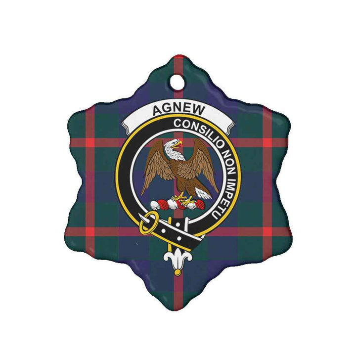 Scottish Agnew Clan Crest Tartan Ceramic Ornament Snow Flake Shape Tartan Plaid