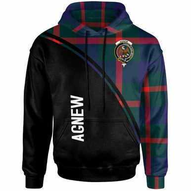 Scottish Agnew Clan Crest Tartan Curve Hoodie Front Side Tartan Plaid
