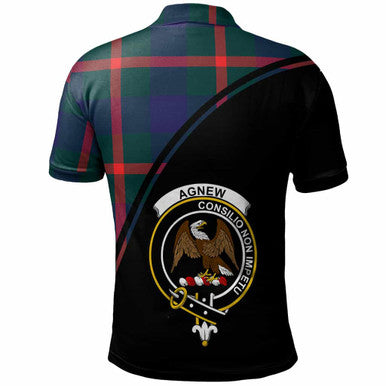 Scottish Agnew Clan Crest Tartan Curve Polo Shirt Back Side Tartan Plaid