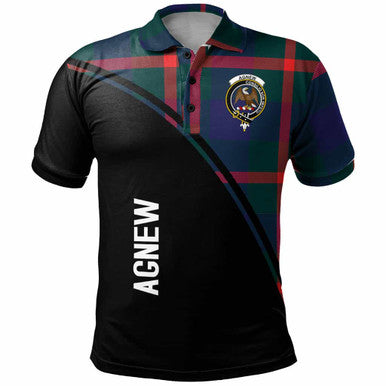 Scottish Agnew Clan Crest Tartan Curve Polo Shirt Front Side Tartan Plaid