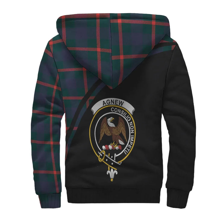 Scottish Agnew Clan Crest Tartan Curve Sherpa Hoodie