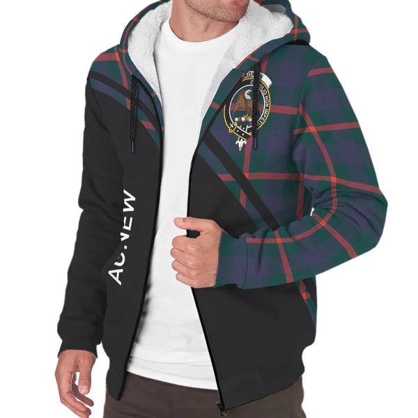 Scottish Agnew Clan Crest Tartan Curve Sherpa Hoodie