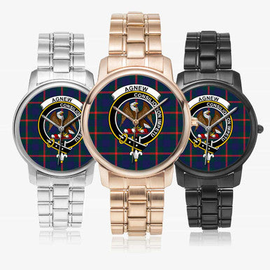 Scottish Agnew Clan Crest Tartan Folding Clasp Steel Quartz Watches Tartan Plaid All