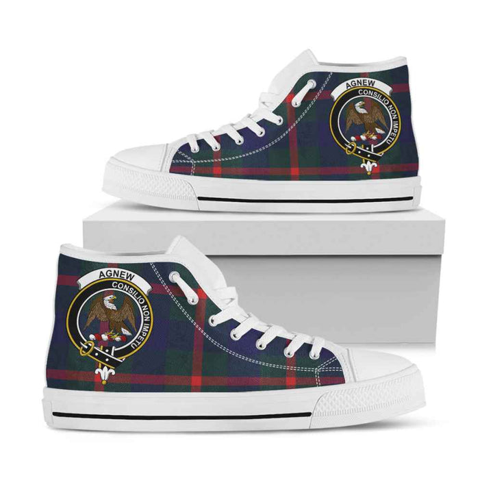 Scottish Agnew Clan Crest Tartan High Top Shoes White Sole Tartan Plaid