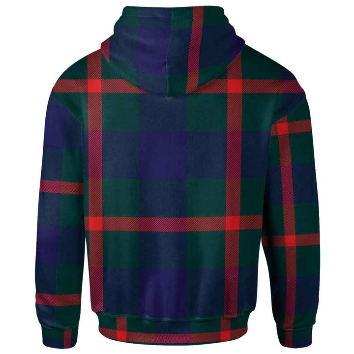 Scottish Agnew Clan Crest Tartan Hoodie Back Side Tartan Plaid