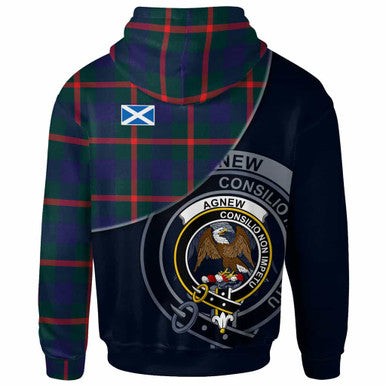Scottish Agnew Clan Crest Tartan Hoodie - Bend Style Back Side Tartan Plaid