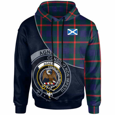 Scottish Agnew Clan Crest Tartan Hoodie - Bend Style Front Side Tartan Plaid