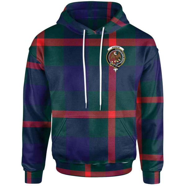 Scottish Agnew Clan Crest Tartan Hoodie Front Side Tartan Plaid