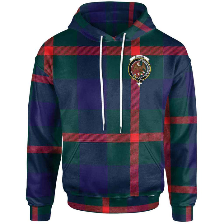 Scottish Agnew Clan Crest Tartan Hoodie Front Side Tartan Plaid
