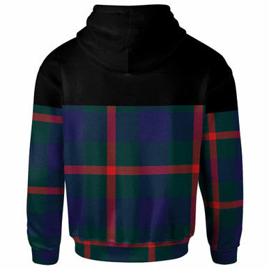 Scottish Agnew Clan Crest Tartan Hoodie - Horizontal Style Back Side Tartan Plaid