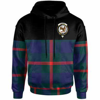 Scottish Agnew Clan Crest Tartan Hoodie - Horizontal Style Front Side Tartan Plaid