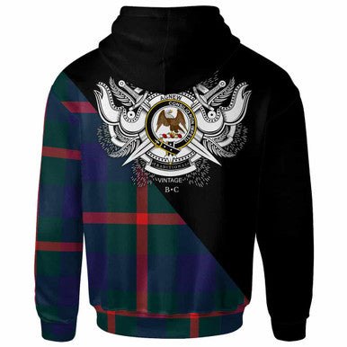 Scottish Agnew Clan Crest Tartan Hoodie - Military Logo Back Side Tartan Plaid
