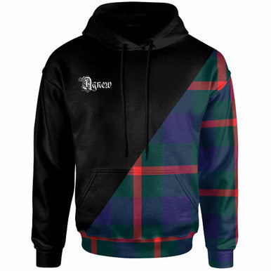 Scottish Agnew Clan Crest Tartan Hoodie - Military Logo Front Side Tartan Plaid