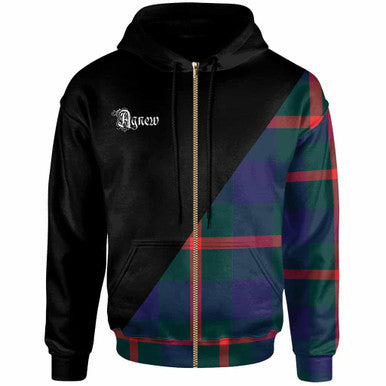 Scottish Agnew Clan Crest Tartan Hoodie - Military Logo Zip-up Tartan Plaid