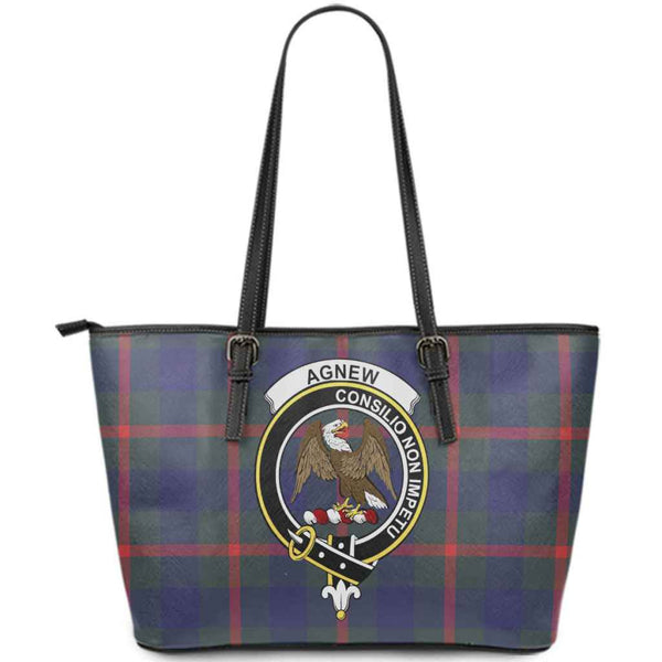 Scottish Agnew Clan Crest Tartan Leather Tote Tartan Plaid