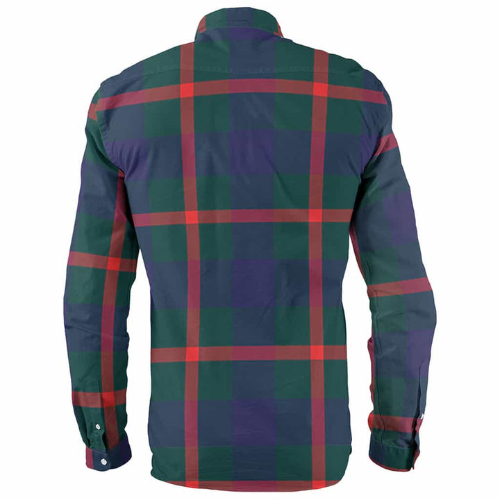 Scottish Agnew Clan Crest Tartan Long Sleeve Shirt Back Side Tartan Plaid