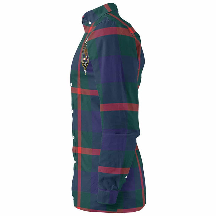 Scottish Agnew Clan Crest Tartan Long Sleeve Shirt Tartan Plaid