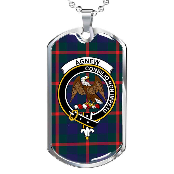 Scottish Agnew Clan Crest Tartan Military Dog Tag Necklace Tartan Plaid 1