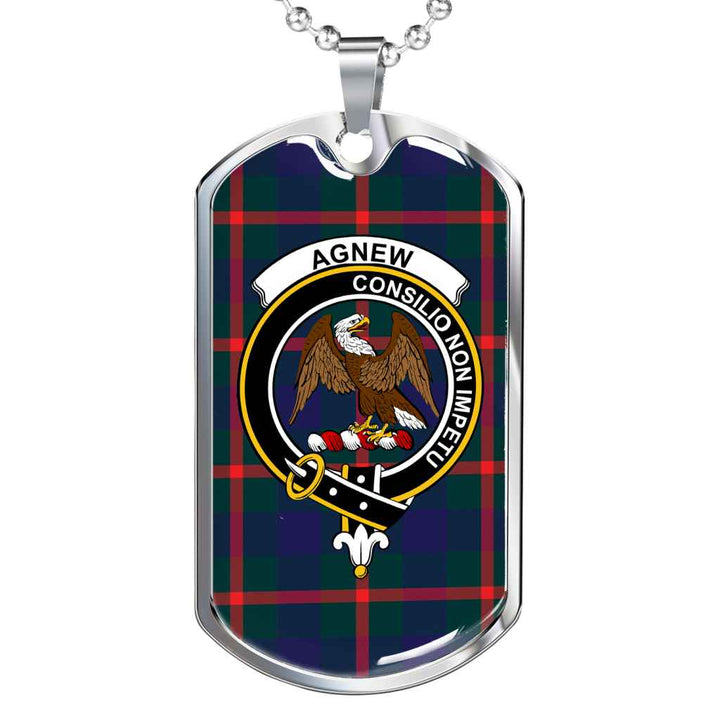 Scottish Agnew Clan Crest Tartan Military Dog Tag Necklace Tartan Plaid 1