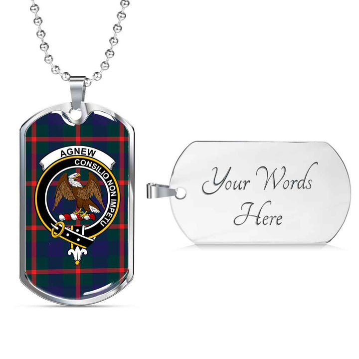 Scottish Agnew Clan Crest Tartan Military Dog Tag Necklace Tartan Plaid 3