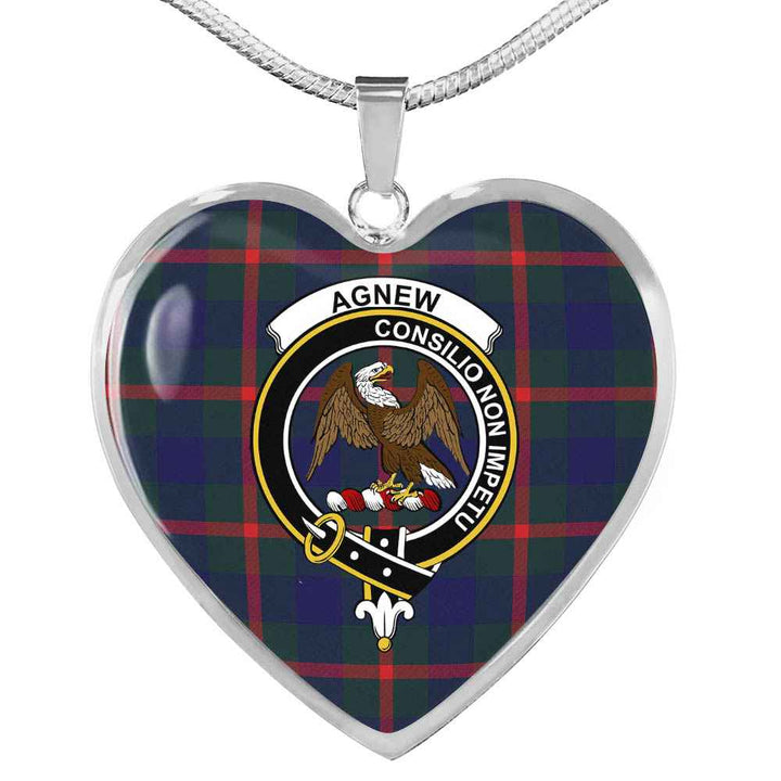 Scottish Agnew Clan Crest Tartan Necklace Heart Tartan Plaid 1