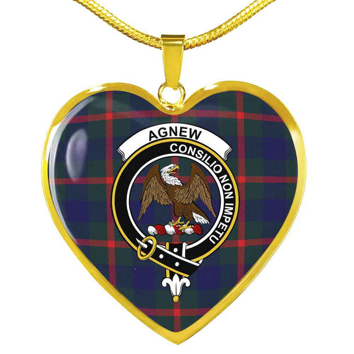 Scottish Agnew Clan Crest Tartan Necklace Heart Tartan Plaid 2