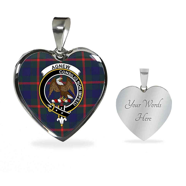 Scottish Agnew Clan Crest Tartan Necklace Heart Tartan Plaid 3